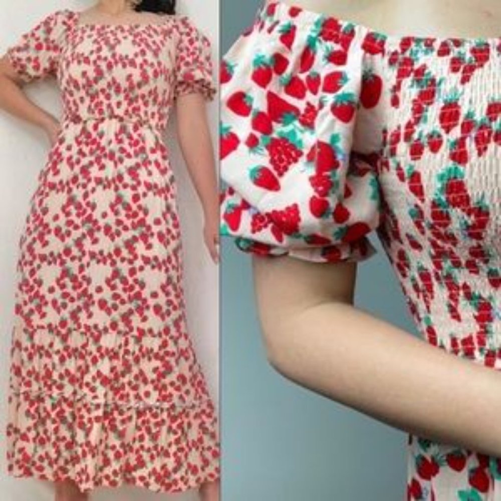 Betsey Johnson Strawberry Midi Dress